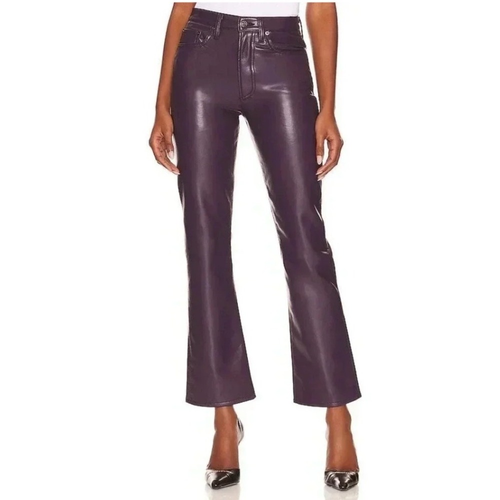 agolde recycled leather relaxed pants in nightshade purple, women size 27